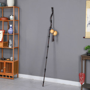 Lacquered Bamboo Walking Stick Scholar Cane Hiking Anti Slip Dongpo Style Collectible Bamboo Root Pole - Product Image 1