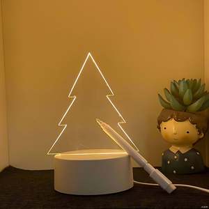 DIY 礼品空白 3D <span class=keywords><strong>LED</strong></span> 创意笔可擦写亚克力书写板可调光 USB 可充电夜灯条留言板 - Product Image 3
