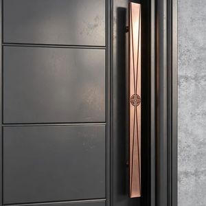 Oferta Especial: Manijas de Puerta Principales de Aluminio con Patrón Cuadrado Personalizado, Estilo Llave Griega, en Negro Bronce - Product Image 6