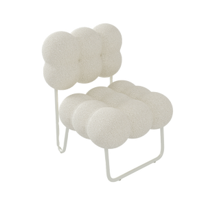 Cream Colored Bubble <b>Back</b> <b>Chair</b> <b>With</b> Lighted Mirror For Bedroom Makeup <b>Vanity</b> Use - Product Image 5