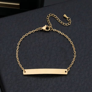 Plain Titanium Steel Laser-Engraved <b>Simple</b> Smooth Flat Bracelet for Women and Children - Product Image 4