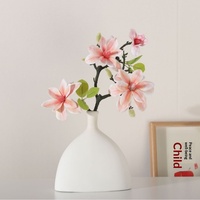Fleur de magnolia artificielle, arrangement floral artificiel en soie PU, imprimé en 3D, salon, table à manger, fleurs artificielles haut de gamme