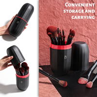 Kits de pinceaux de maquillage de haute qualité BS-MALL, 20 pièces, OEM, étiquette privée noire, pinceaux pour le visage, le fond de teint, les fards à paupières, avec porte-pinceaux