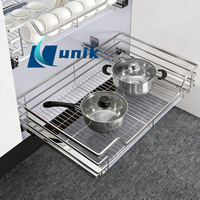 Panier coulissant en acier inoxydable 304 chromé pour tiroir de cuisine, organisateur d'armoire, gain de place, taille personnalisable, étagère de rangement
