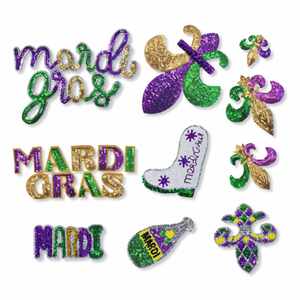 Nouveau Patch Autocollant Thermocollant Brodé de Paillettes à l'effigie de Bottes de Mardi Gras, Motif Dessin Animé - Product Image 1