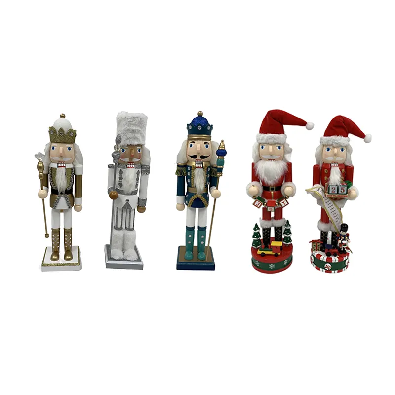 traditionelle figuren weihnachtsdekoration ornamente geschenke puppen spielzeug glänzend 7 zoll golden und silbern hölzerner nussknäußer