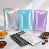 Pochettes plates métallisées holographiques renforcées sur trois côtés pour l'emballage de poudres et d'épices