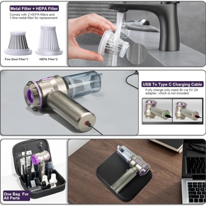 Aspirateur à main sans fil portable avec moteur à brosse, puissant, 3 vitesses, et souffleur d'air comprimé pour voiture - Product Image 5