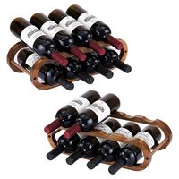 Étagère à vin en bois d'acacia à 2 niveaux pour comptoir, support à bouteilles de vin moderne, étagère à verres à vin, casier à vin en bois