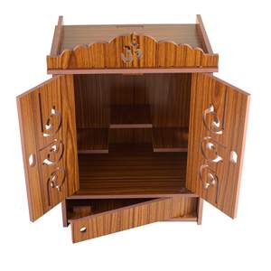 Templo Mandir Pooja Marrón para el Hogar, Templo Hindú de Madera Independiente con Puertas para Decoración - Product Image 5