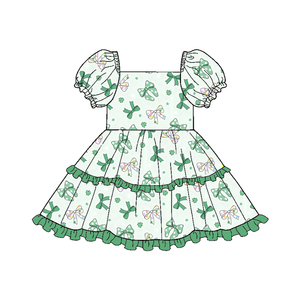 Vestido Estampado de Papelería, Falda Moderna con Cuello Cuadrado y Largo hasta la Rodilla, Vestido para Niña, Venta al por Mayor de Ropa Infantil de Fábrica. - Product Image 6