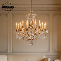 Lustre LED de luxe Maria Theresa, cadre en laiton sur mesure, éclairage en cristal K9 pour villa à plafond haut, escalier