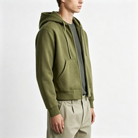 Sweat à capuche zippé personnalisé pour homme en molleton épais, coupe courte, avec logo personnalisé, faible MOQ, vente en gros