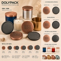 Couvercle métallique doré brillant personnalisé avec poignée pour conteneur de rangement, bougies, pots, bouteilles