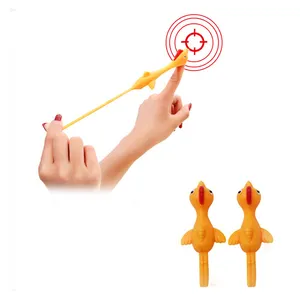 TPR Sticky Flying Turkey Catapult Soft Finger Stretchy Chicken Slingshot Capsule Toys For Child