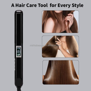 Private Label Flat Iron portatile Display LCD in titanio piastra <span class=keywords><strong>per</strong></span> <span class=keywords><strong>capelli</strong></span> ad ultrasuoni a infrarossi con piastra fredda di colore nero - Product Image 4