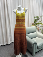 Robe longue en tricot zigzag chevron sans manches, effet ombré, crochet ondulé, robe de plage d'été, Vestidos De Playa, Robe Longue pour femmes