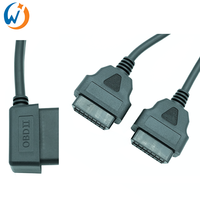 OBD2 Universal en ángulo recto OBD II OBD2 16 pines macho a doble hembra divisor extensión Y Cable para coches