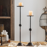 Porte-bougies Vintage noir, porte-bougies américain rustique en fer
