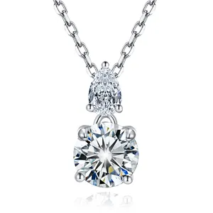 Trendy 18K Gold Vermeil Sterling Silver 925 Shinning Pear Cut 1 Carat Moissanite Diamond Pendant Necklaces For Women