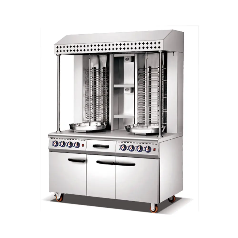 Electric Double Shawarma Grill Chicken Kebab Maker Commercial Shawarma Machine Doner Kebab Cutting Machine With Cabinet