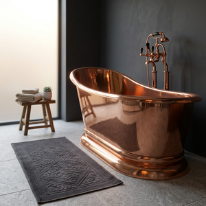 Baignoire ovale autoportante de luxe en cuivre pour adultes - Artisanat indien - Product Image 3