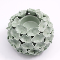Porte-bougie à la bougie chauffe-plat en grès céramique vert mat, design européen, fait main, pour la décoration de Noël à la maison