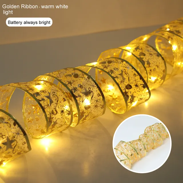 Neue LED Weihnachts serie Band Lichter Schmetterling Geschenk box Knoten Seide Band Kupfer Schnur Lichter festliche Dekorationen