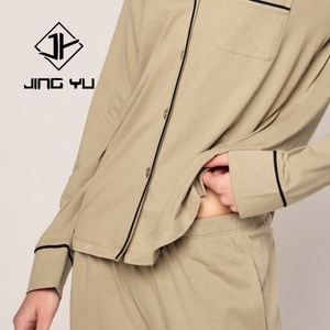 Pijamas de Bambú para Mujer, Cuello de Solapa Suave, Ribete Personalizado, Manga Larga, Ropa de Dormir de Bambú, Conjuntos de Pijamas y Ropa de Estar por Casa para Mujer - Product Image 4