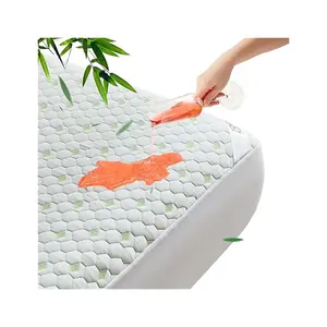 Waterproof Mattress Protector Queen Size Bamboo Cooling Mattress Pad Fitted 8"-21" Deep Pocket 3D Air Fabric Breathable Bed Ma