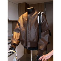 Blouson en cuir PU style motard vintage américain pour homme, nouvelle collection printemps/automne 2026, fermeture éclair audacieuse et de qualité supérieure