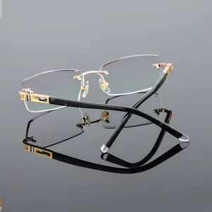 Montura de <span class=keywords><strong>Gafas</strong></span> <span class=keywords><strong>Graduadas</strong></span> sin Aro Personalizadas de Alta Calidad, Aleación Óptica con Adornos de Diamantes, Cómodas para Leer, Miopía - Product Image 4