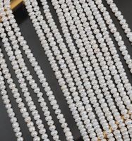 Perles bouton de haute qualité en gros, 5,5-6 mm, perles d'eau douce naturelles blanches en vrac, brin de perles bouton pour la fabrication de bijoux