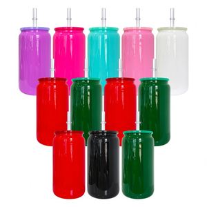 Recyclable 16oz USA Warehouse Colored Glass Can for DTF UV Transfer Elegant Shaped 16oz Glass <b>Cup</b> for <b>Halloween</b> Christmas - Product Image 2