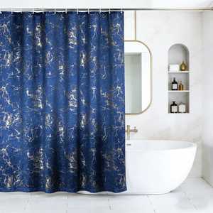 Rideaux <span class=keywords><strong>de</strong></span> <span class=keywords><strong>douche</strong></span> en marbre <span class=keywords><strong>blanc</strong></span> doré, design scintillant, 12 crochets, polyester imprimé <span class=keywords><strong>or</strong></span> métallisé unique <span class=keywords><strong>et</strong></span> moderne, imperméable, lavable en machine - Product Image 4
