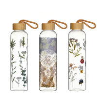 Bouteille d'eau en verre borosilicate avec logo personnalisé 750 ml sans BPA Bouteilles de boisson sportive avec couvercle en bambou pour l'eau bouillante et le camping