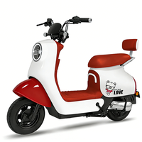 Skuter Listrik Desain Beruang Lucu 48V 500W, Skuter Listrik Kota Merah Putih dengan Sandaran untuk Wanita, Moped Listrik 2 Roda