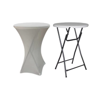 Table et chaises de bar portables en HDPE de 80 cm de diamètre et 110 cm de hauteur, chaise haute commerciale pour table de bar