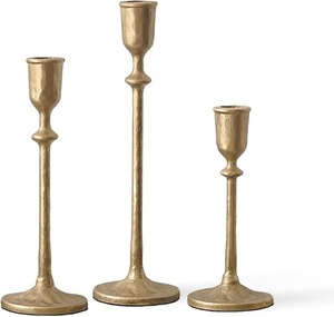 CG Hunter Set Di 3 Portacandele Conici In Ottone Anticato: Fatto A Mano In Ferro, Stile Ferro Battuto, Decorazione Per Camino, Sala Da Pranzo, Ingresso - 2