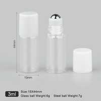 SUMEEAR Conteneur de parfum à bille de 3ml en verre transparent mini bouteille d'huile essentielle vide rechargeable en forme de PP pour testeur d'échantillon