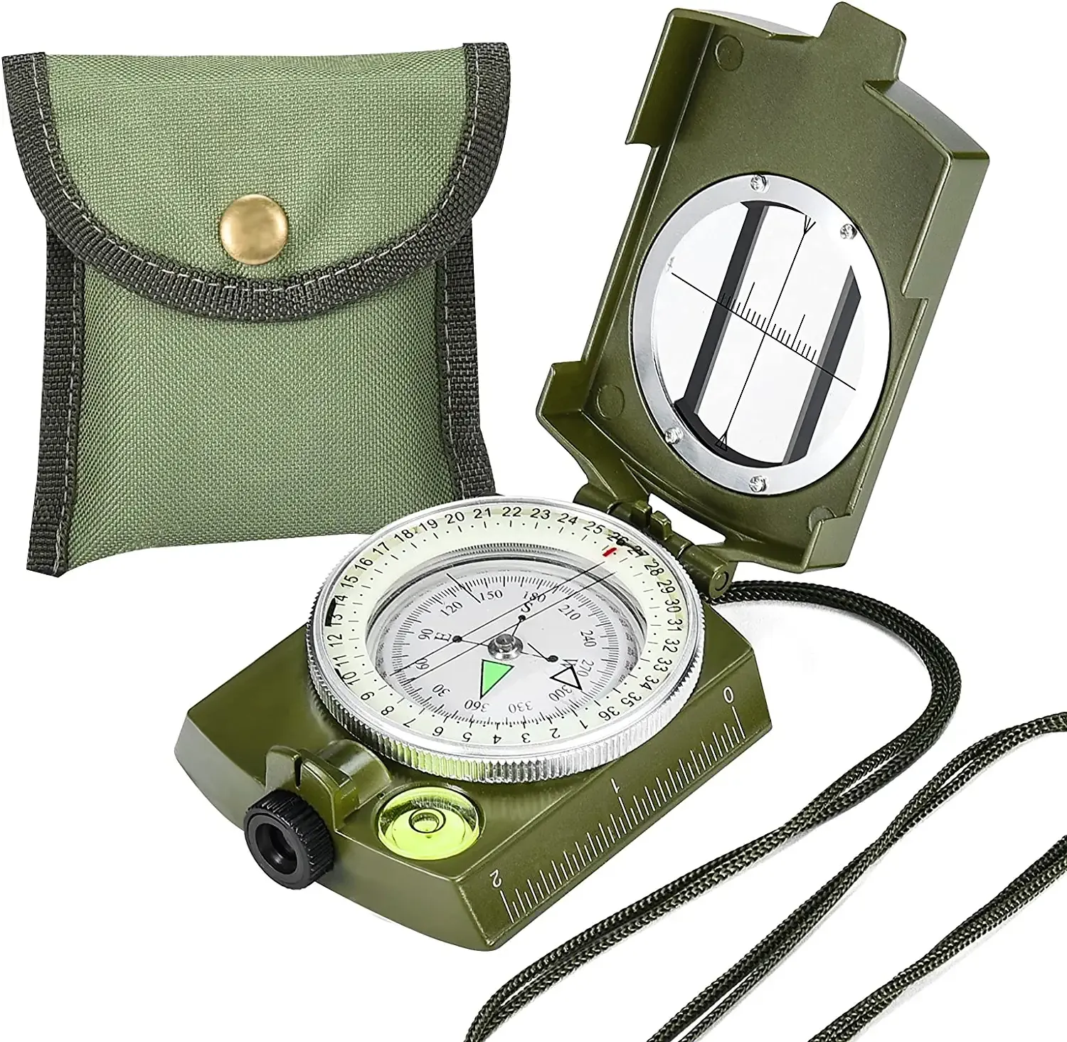 Military Lensatic Sighting Compass with Carrying Bag for Hiking,Waterproof and Shakeproof