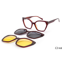 Lunettes de vue œil de chat en acétate à monture complète avec clip magnétique pour verres polarisés amovibles, idéales pour la conduite et les activités de plein air