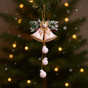 Homeera Christmas Ornament 50x20cm Fabric Pearl Cotton Hanging Tree Decoration Handmade Bell Shape - Product Image 2