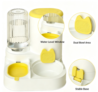 Distributeur d'eau et de nourriture automatique élégant et portable pour animaux domestiques (chats et chiens), à usage intérieur, avec bol intégré en plastique arrondi, étanche et robuste