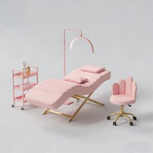 Lit de beauté haut de gamme pour salon de beauté et spa spécialisé, lit de massage pour cils - Lit de beauté incurvé en forme de S pour le visage - Product Image 4