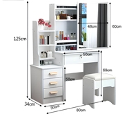 Table de toilette multifonctionnelle moderne pour petite famille avec panneau de rangement et bureau cosmétique