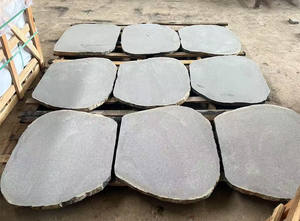 Pierre de pavé ronde en basalte noir-gris de Chine à faible coût, forme irrégulière pour le pavage de jardin - Product Image 3