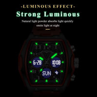 Montre-bracelet sport Poedagar 636 pour homme, personnalisable avec logo, analogique-numérique, quartz, résistante à l'eau, lumineuse.