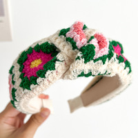 BEIQIAN BQ-130 Handgemaakt 100% katoenen 5cm brede gebreide haarband Kleurrijke bloemen fruit haakwerk borduurwerk Zoete Boho Vakantie