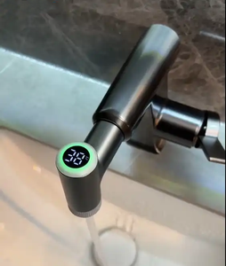 Yimilla <span class=keywords><strong>tiktok</strong></span> tout cuivre rotatif pléochromatique affichage numérique lavabo robinet ménage froid chaud salle de bain pistolet gris robinet - Product Image 2